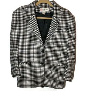 Vintage Peabody House Black and White Wool Blend Blazer Jacket. Size 3/4
